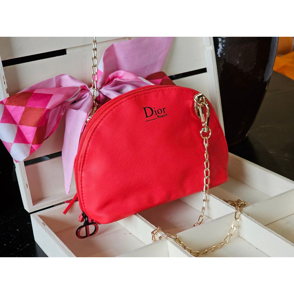 Christian Dior Red Clutch w/Crossbody Chain, Charms & Twilly Added NWOT - Picture 13 of 15